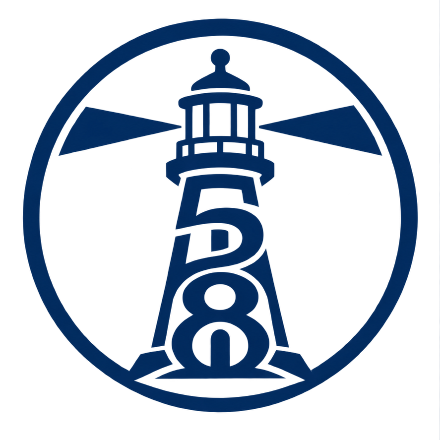 Fifty Eight Works lighthouse crest